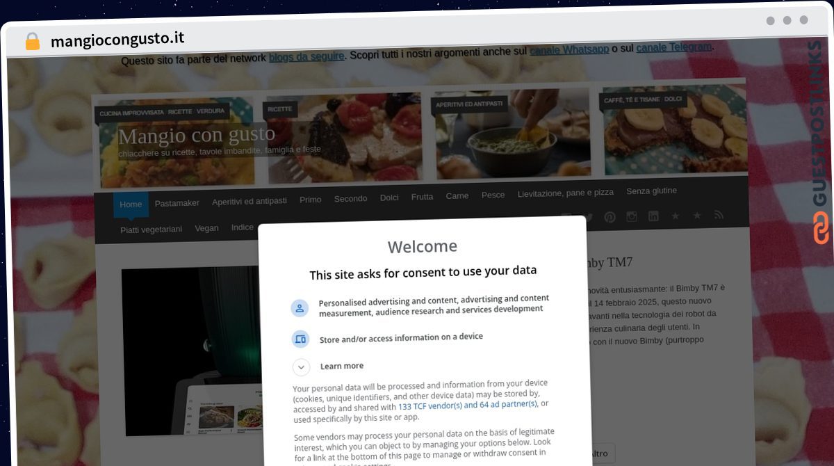 Publish Guest Post on mangiocongusto.it