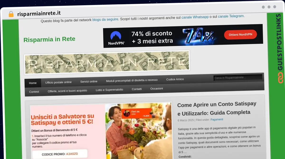 Publish Guest Post on risparmiainrete.it