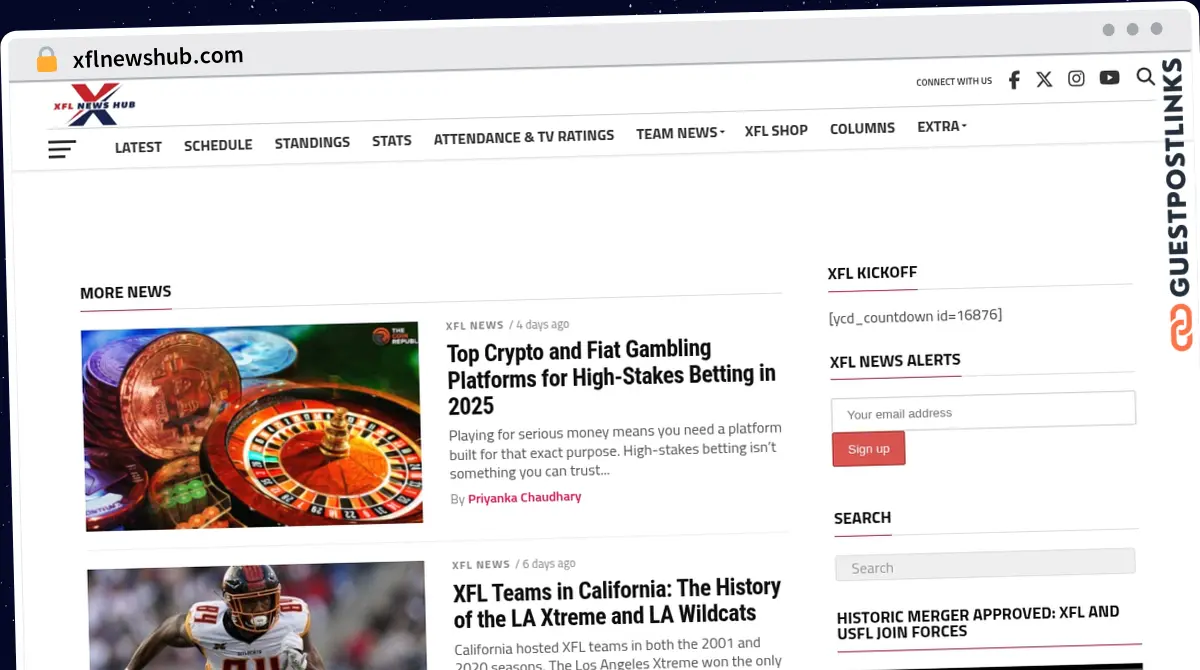 Publish Guest Post on xflnewshub.com