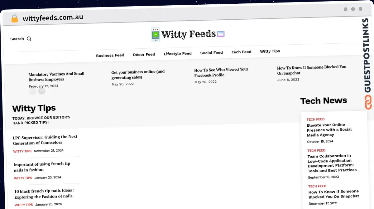 Publish Guest Post on wittyfeeds.com.au