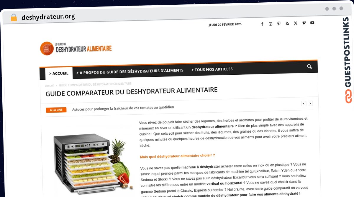 Publish Guest Post on deshydrateur.org