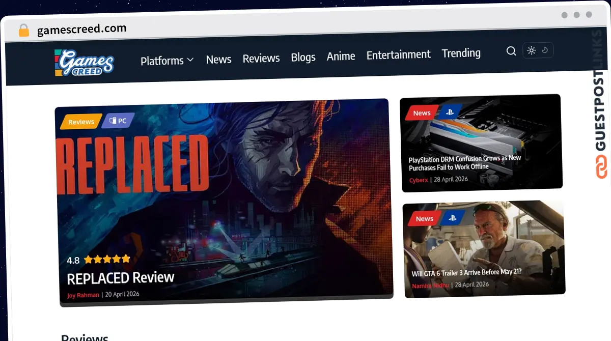 Publish Guest Post on gamescreed.com