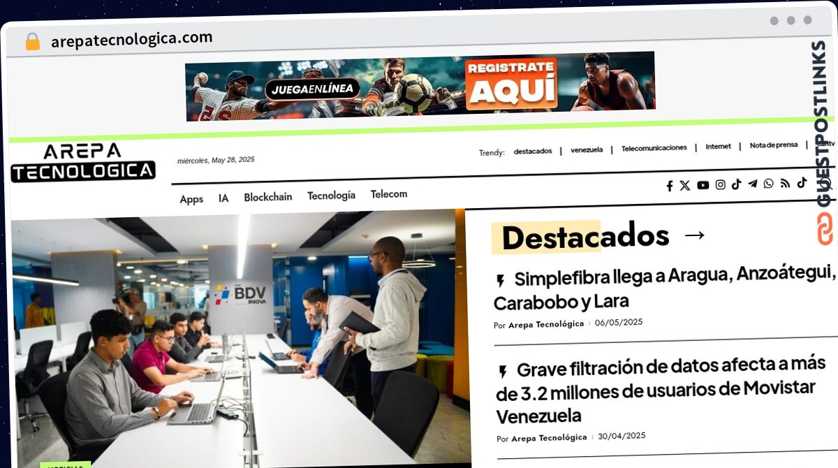 Publish Guest Post on arepatecnologica.com