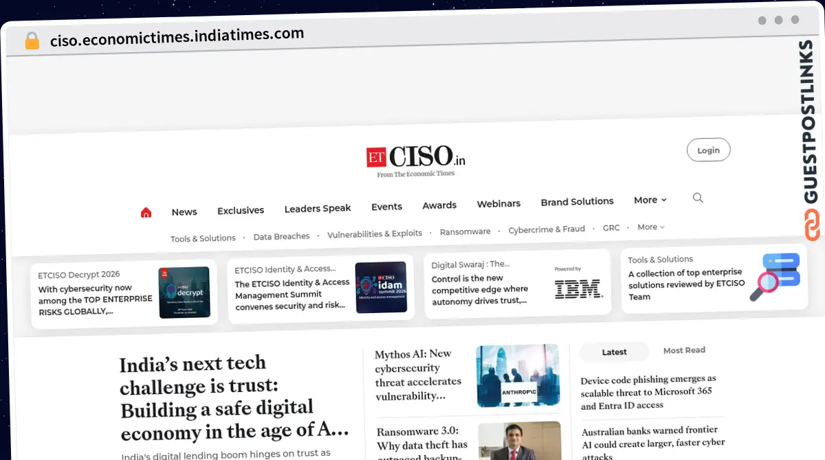 Publish Guest Post on ciso.economictimes.indiatimes.com