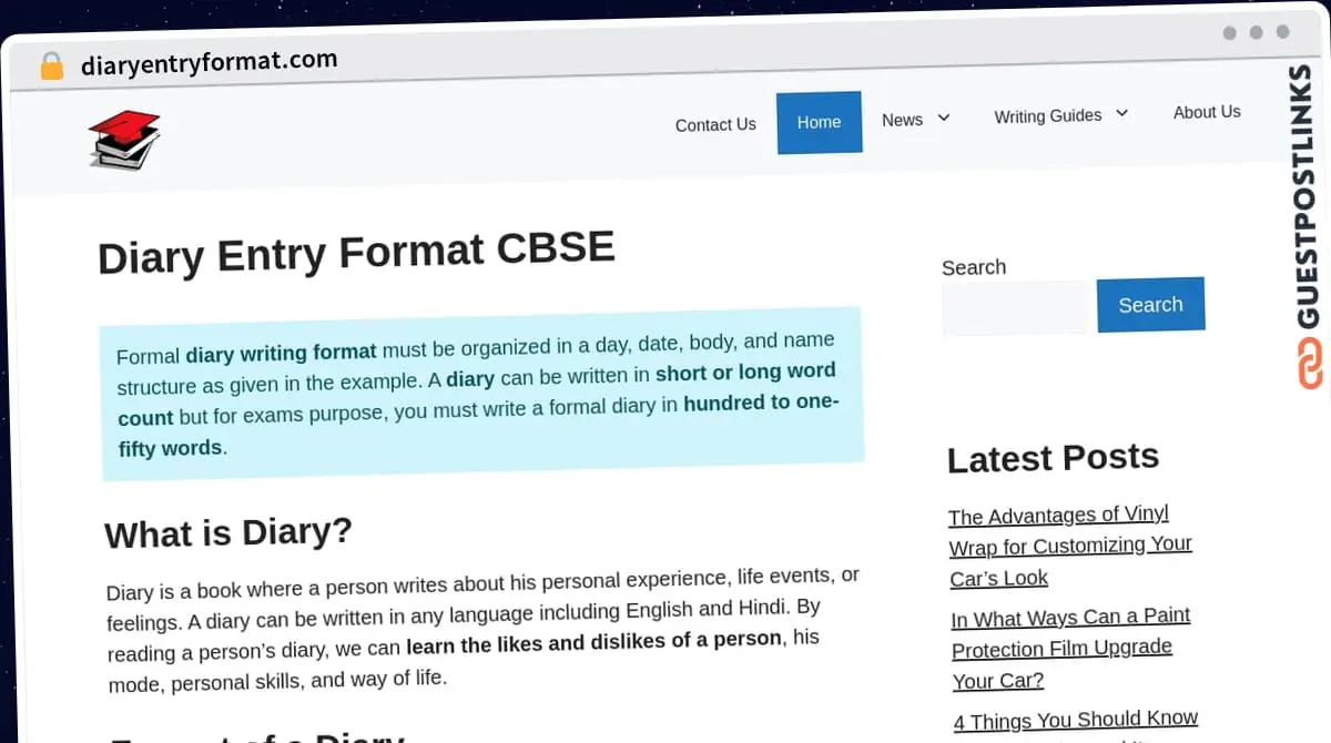 Publish Guest Post on diaryentryformat.com