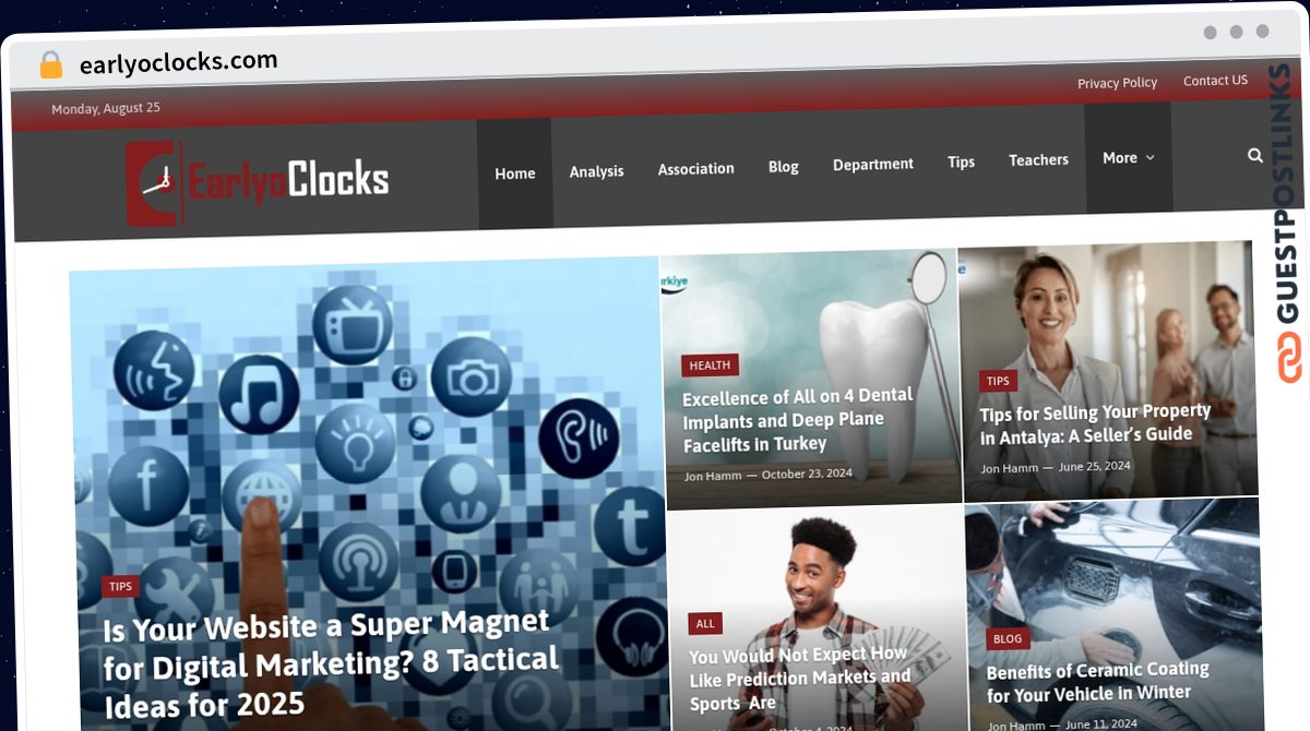 Publish Guest Post on earlyoclocks.com