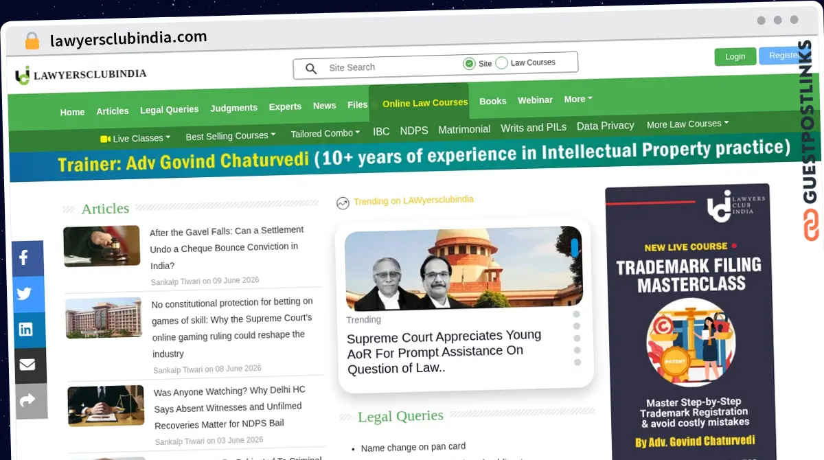 Publish Guest Post on lawyersclubindia.com