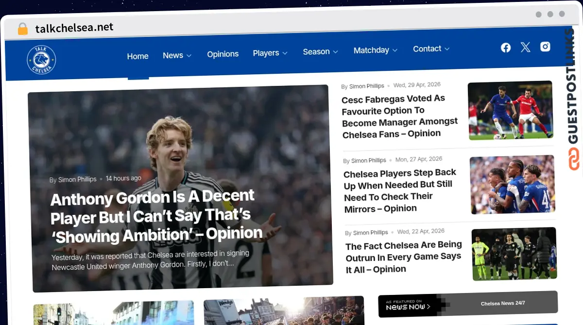 Publish Guest Post on talkchelsea.net