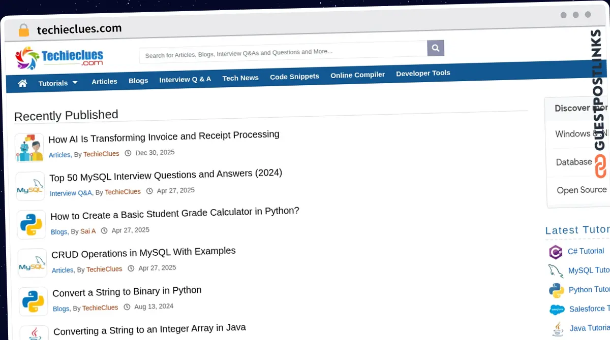 Publish Guest Post on techieclues.com