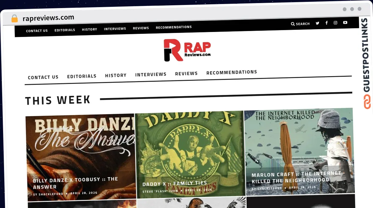 Publish Guest Post on rapreviews.com
