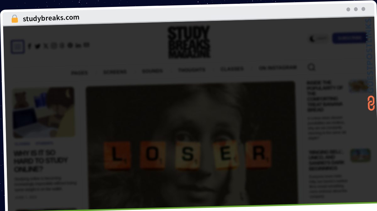 Publish Guest Post on studybreaks.com