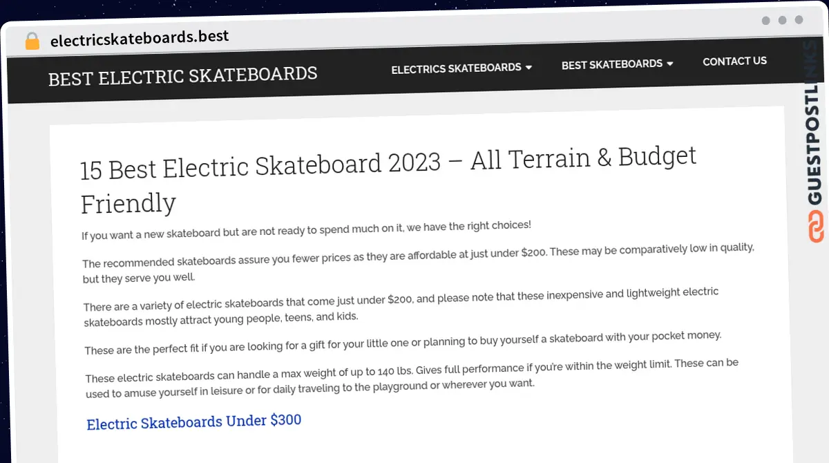 Publish Guest Post on electricskateboards.best