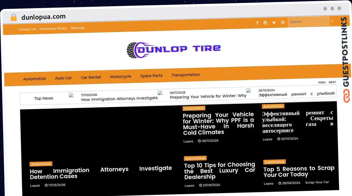 Publish Guest Post on dunlopua.com