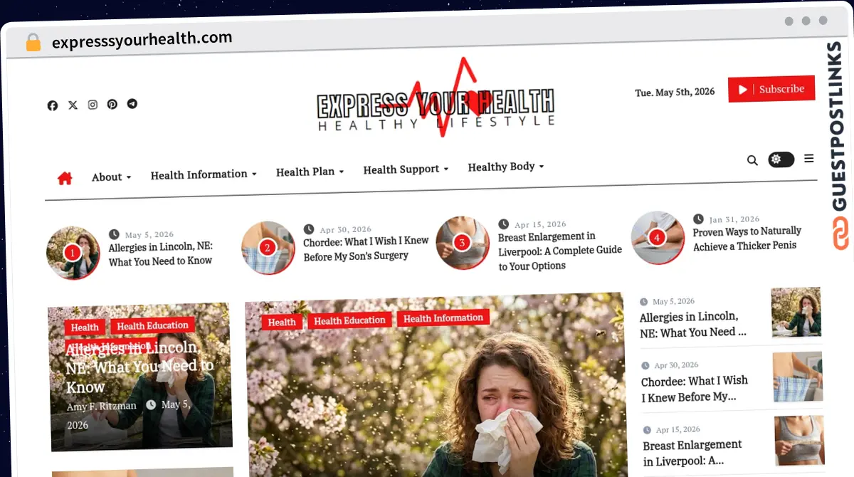 Publish Guest Post on expresssyourhealth.com