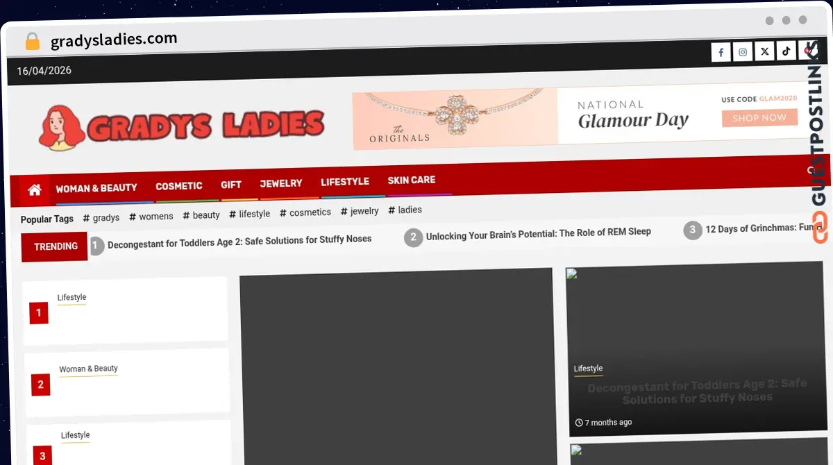 Publish Guest Post on gradysladies.com