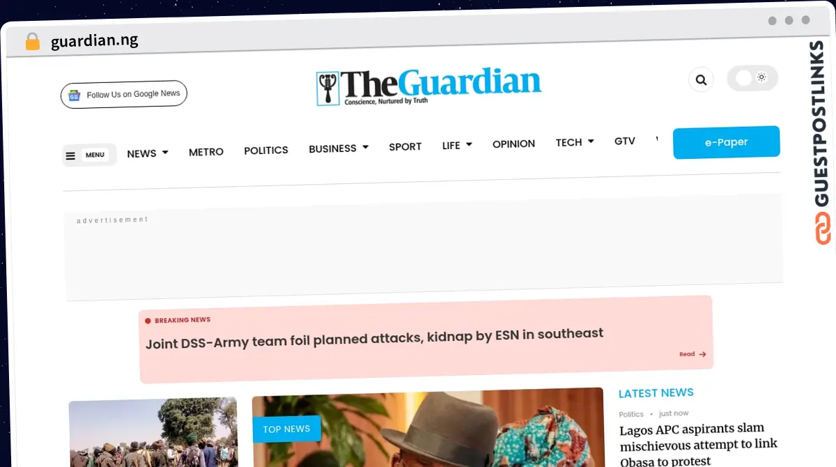 Publish Guest Post on guardian.ng