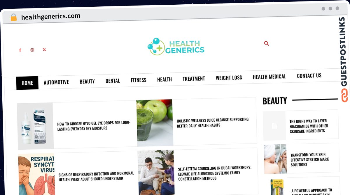 Publish Guest Post on healthgenerics.com