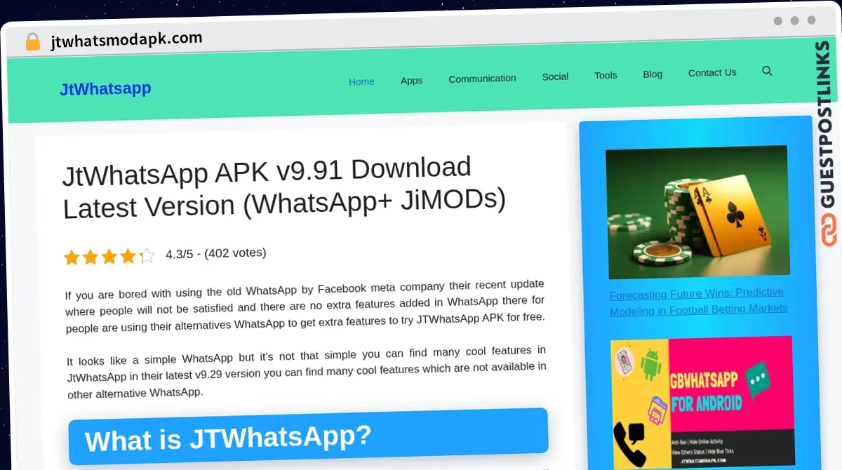 Publish Guest Post on jtwhatsmodapk.com