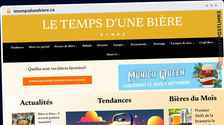 Publish Guest Post on letempsdunebiere.ca