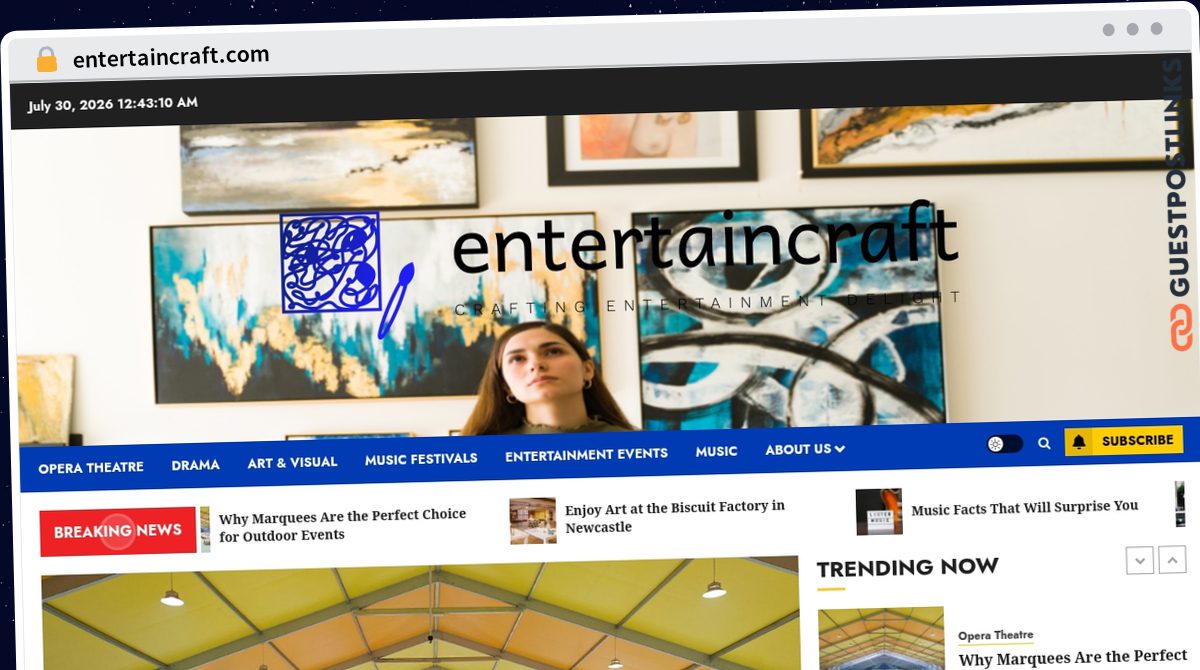 Publish Guest Post on entertaincraft.com