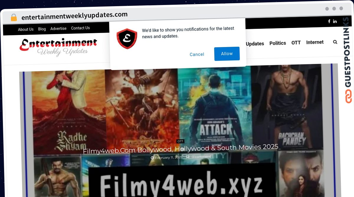 Publish Guest Post on entertainmentweeklyupdates.com