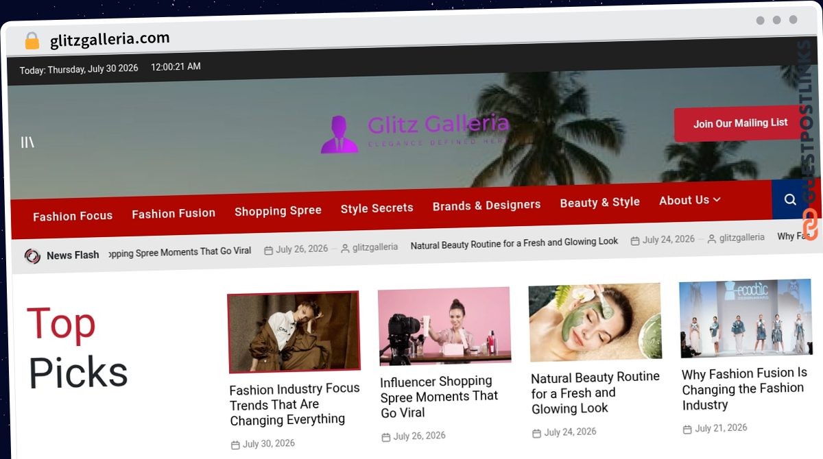 Publish Guest Post on glitzgalleria.com