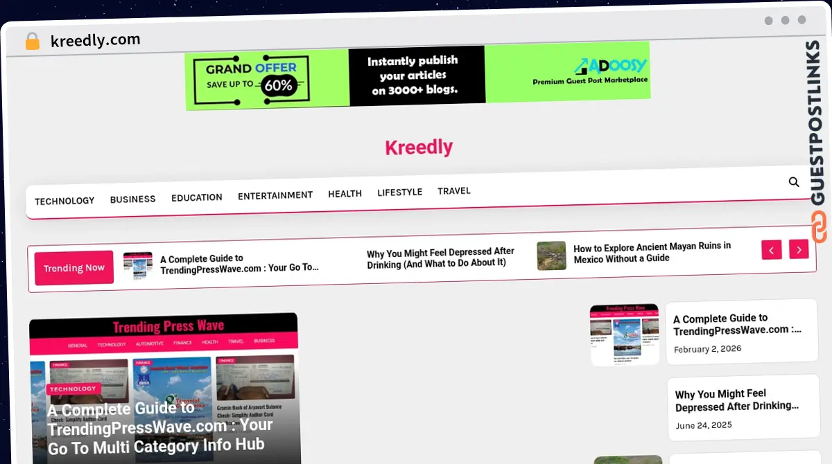 Publish Guest Post on kreedly.com