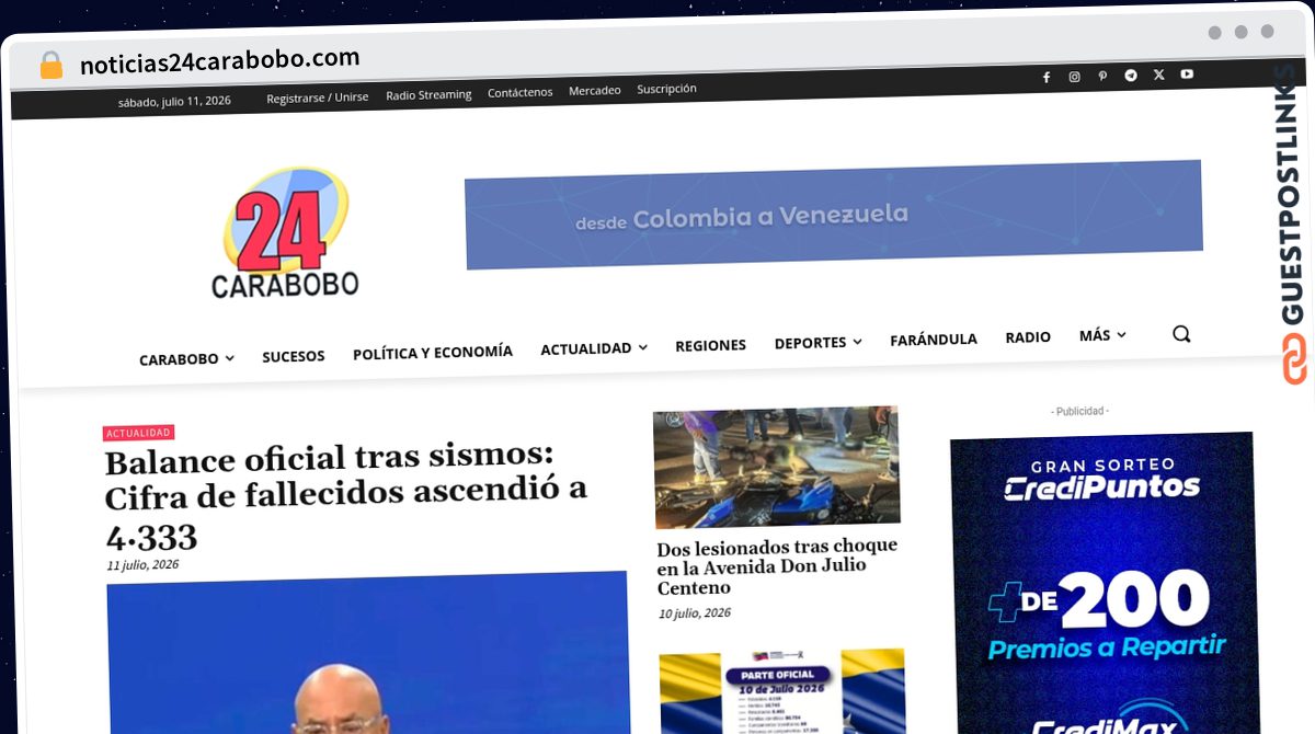 Publish Guest Post on noticias24carabobo.com