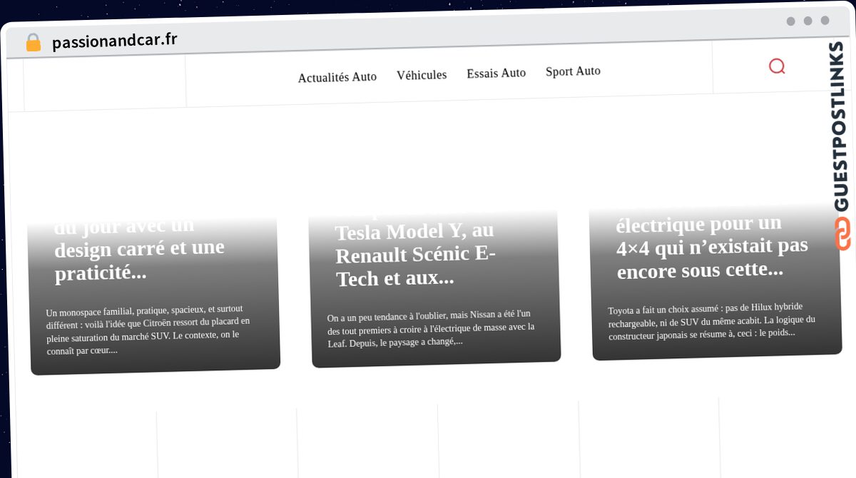Publish Guest Post on passionandcar.fr