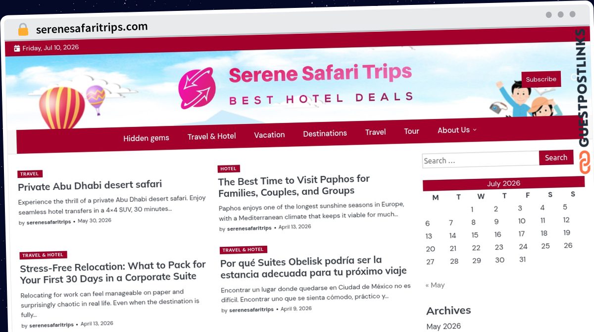 Publish Guest Post on serenesafaritrips.com