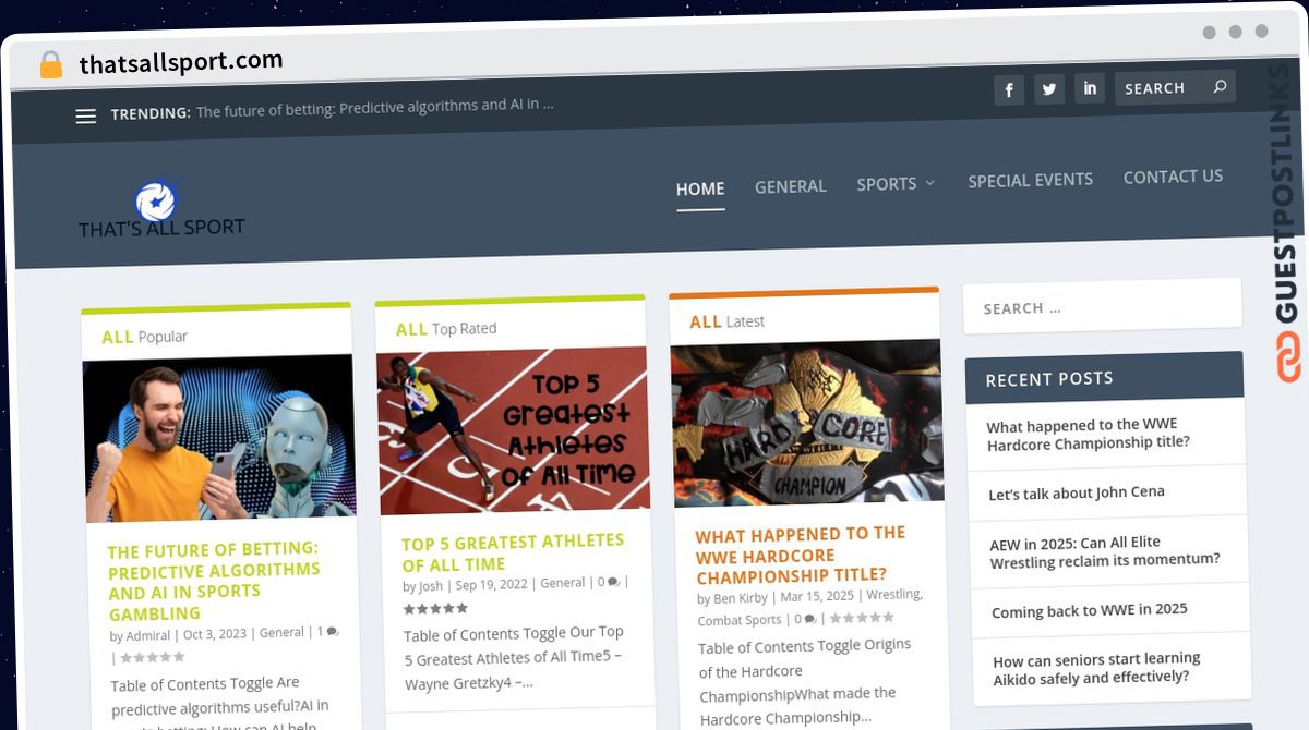 Publish Guest Post on thatsallsport.com