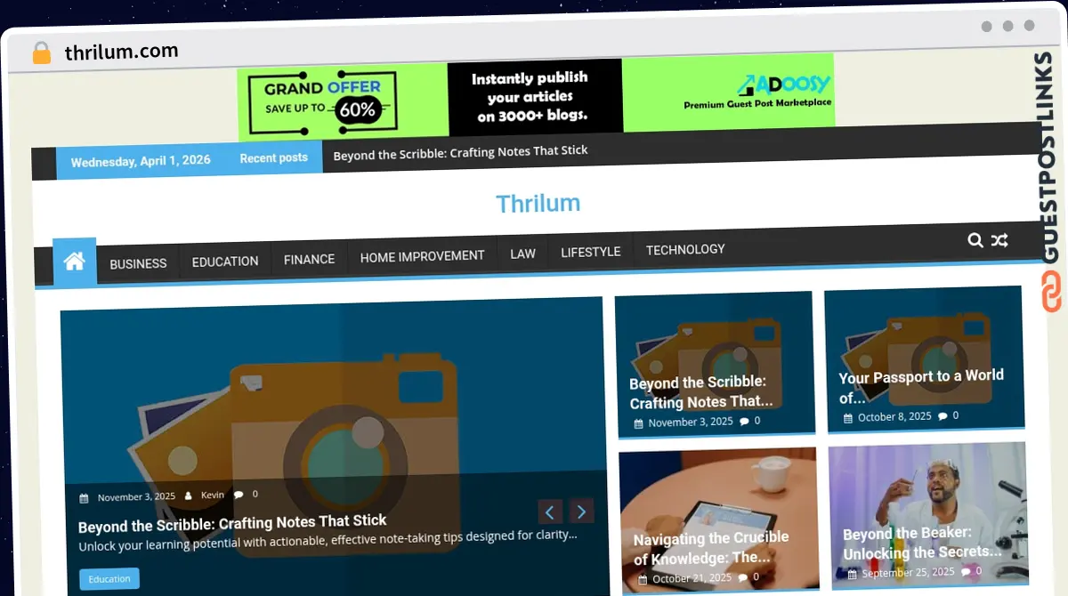 Publish Guest Post on thrilum.com