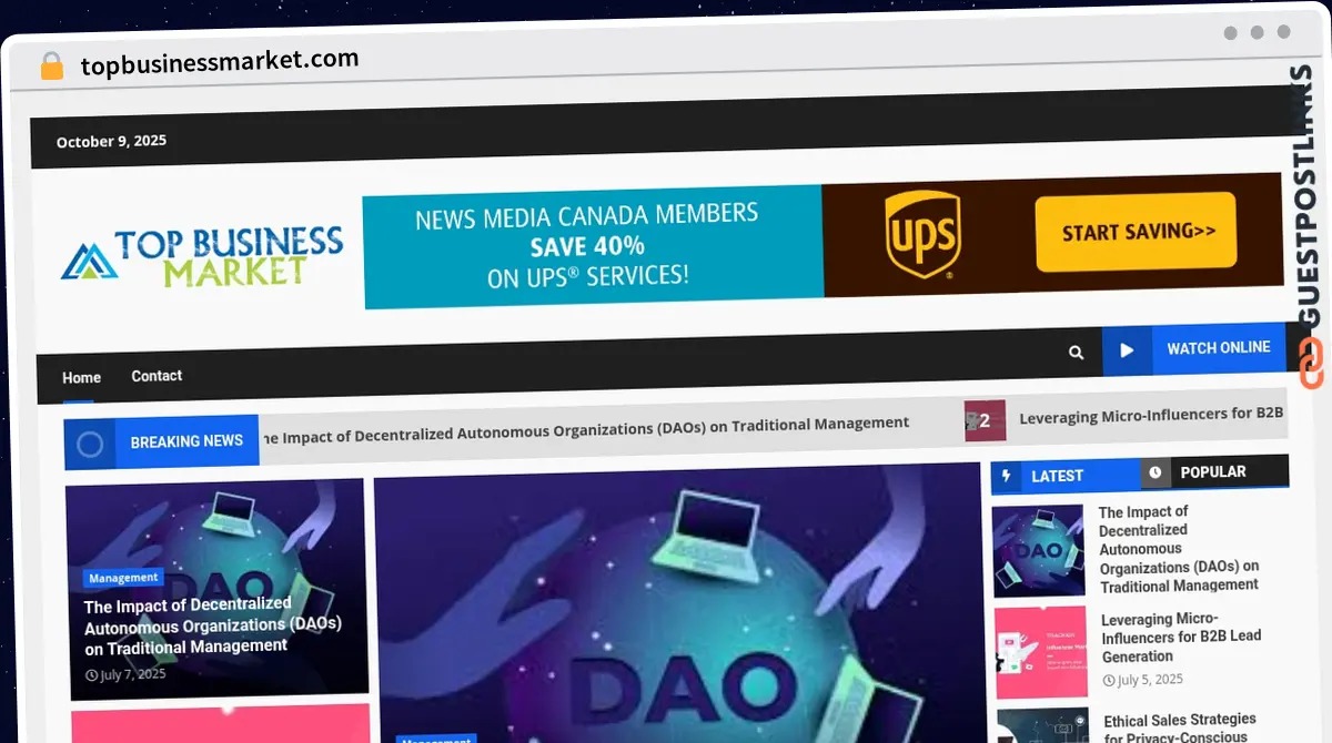 Publish Guest Post on topbusinessmarket.com