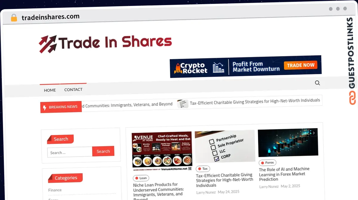 Publish Guest Post on tradeinshares.com