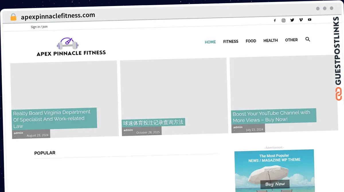 Publish Guest Post on apexpinnaclefitness.com