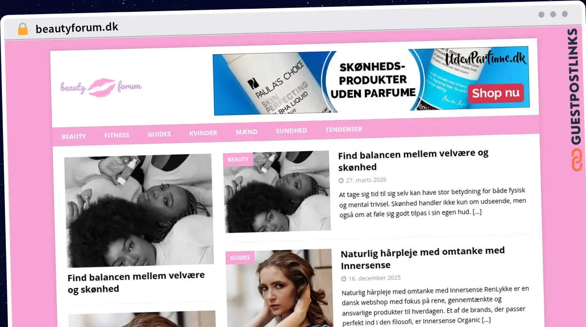 Publish Guest Post on beautyforum.dk