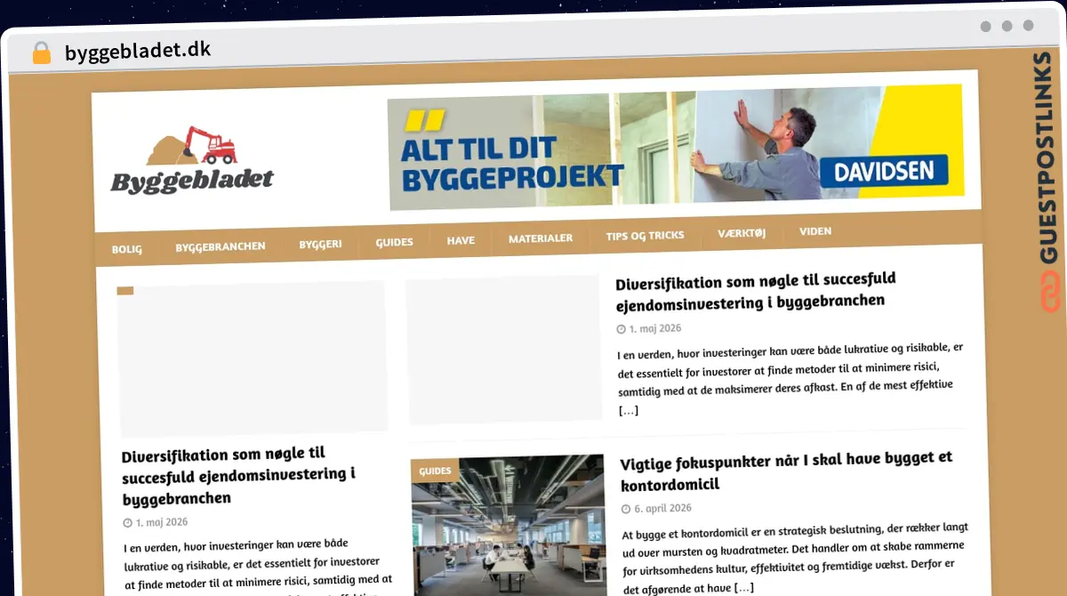 Publish Guest Post on byggebladet.dk