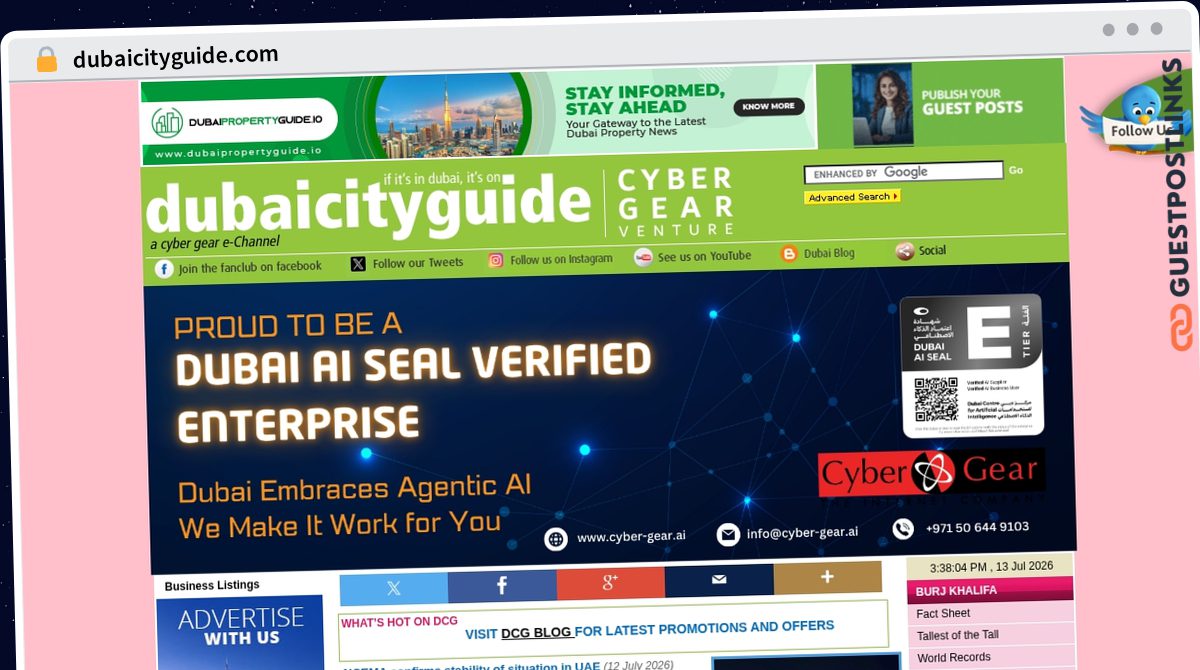 Publish Guest Post on dubaicityguide.com