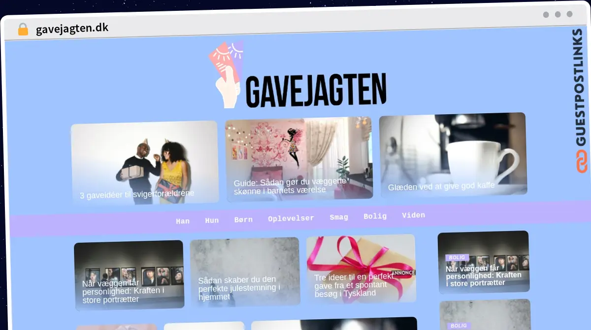 Publish Guest Post on gavejagten.dk