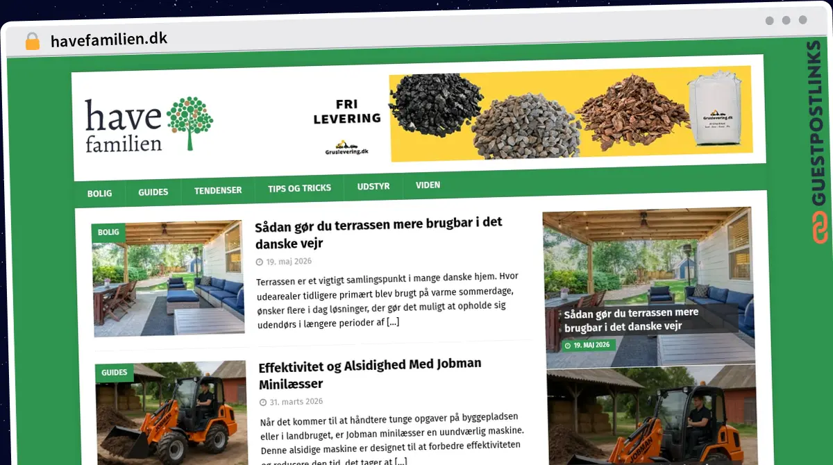 Publish Guest Post on havefamilien.dk