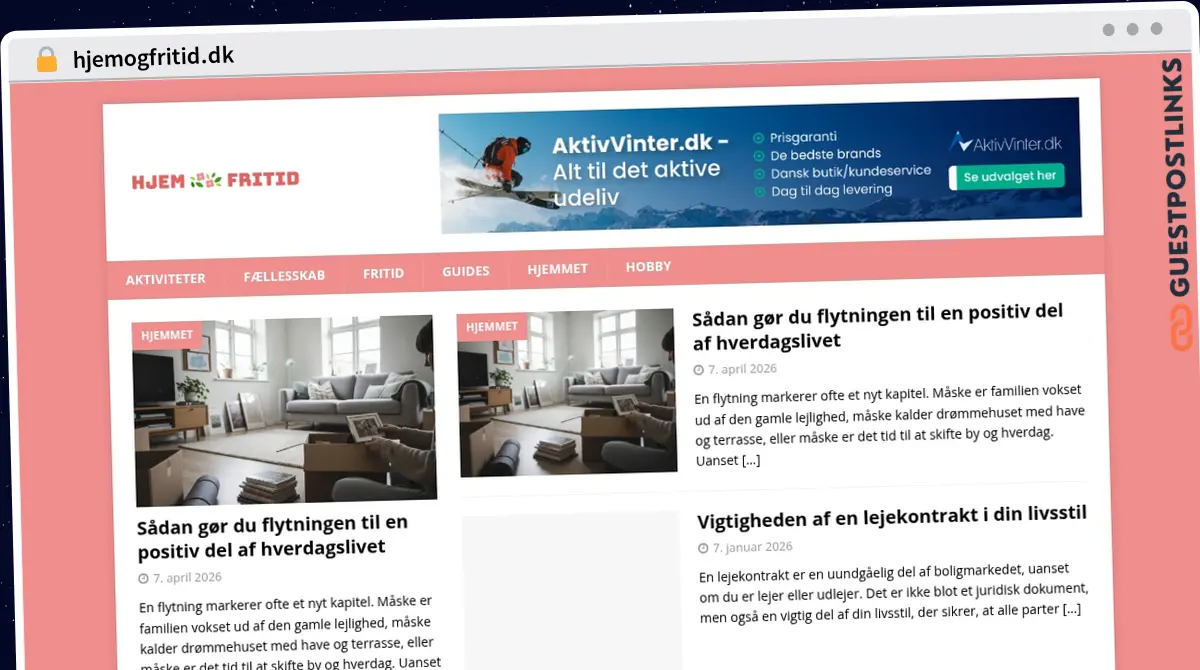 Publish Guest Post on hjemogfritid.dk