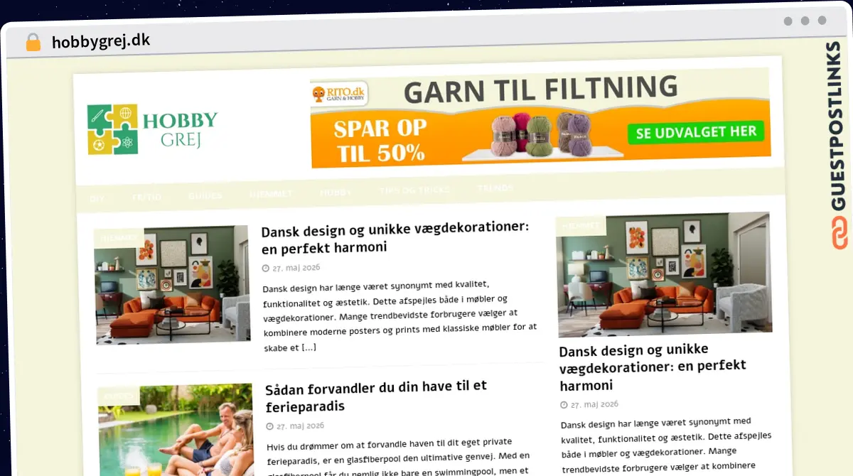 Publish Guest Post on hobbygrej.dk