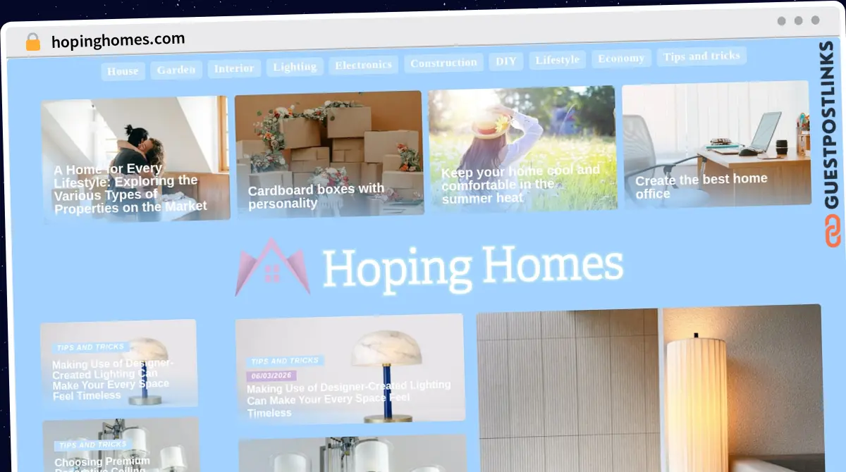 Publish Guest Post on hopinghomes.com
