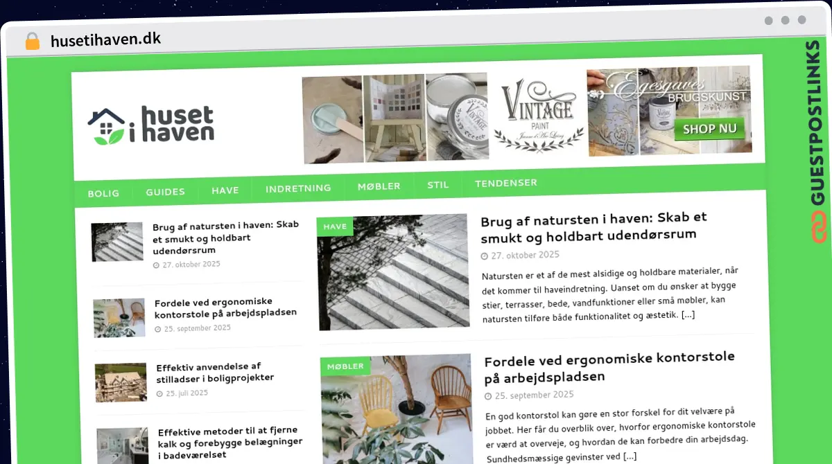 Publish Guest Post on husetihaven.dk