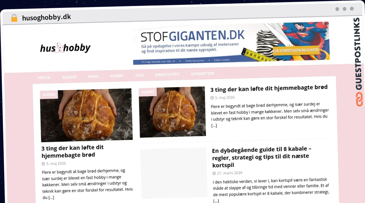 Publish Guest Post on husoghobby.dk