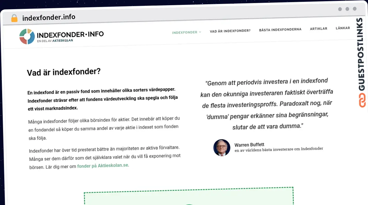 Publish Guest Post on indexfonder.info