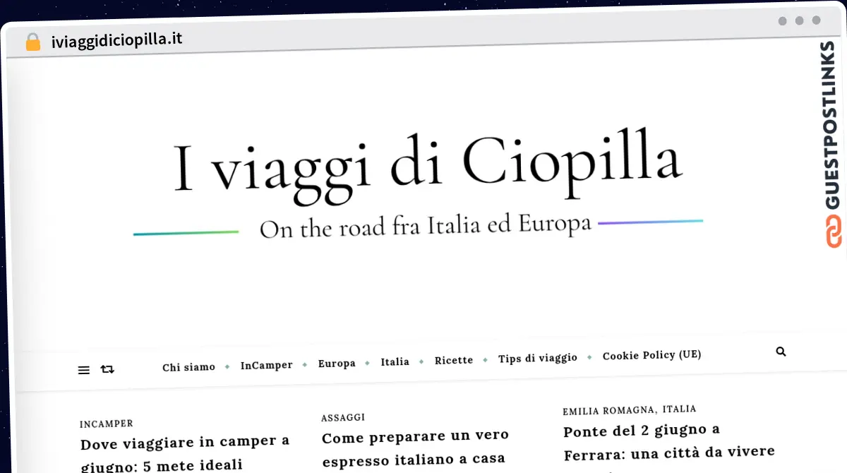 Publish Guest Post on iviaggidiciopilla.it