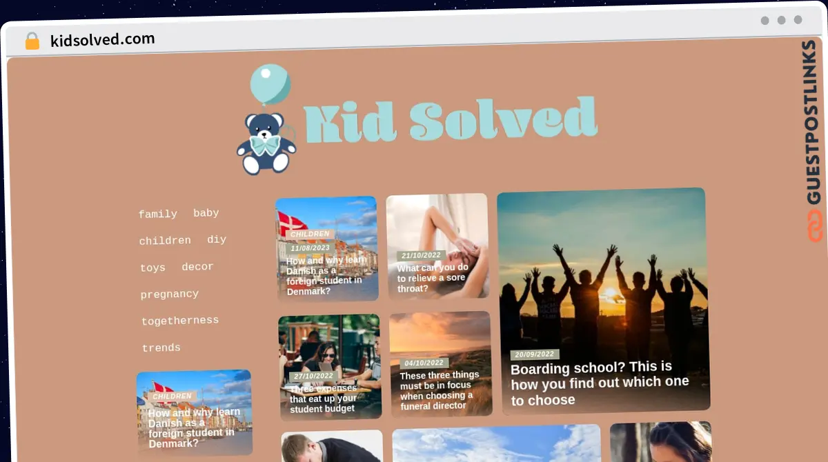 Publish Guest Post on kidsolved.com
