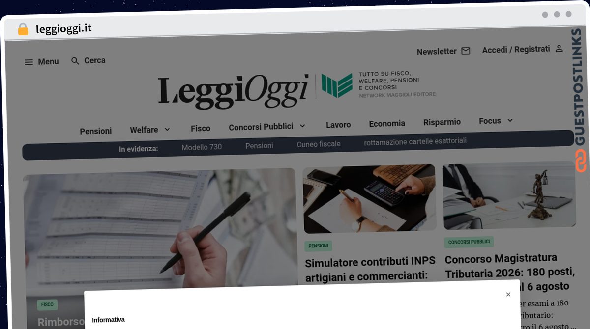 Publish Guest Post on leggioggi.it
