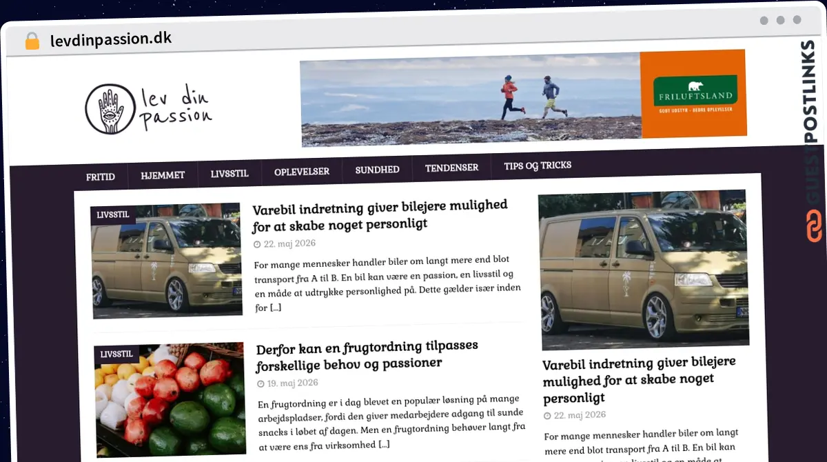 Publish Guest Post on levdinpassion.dk